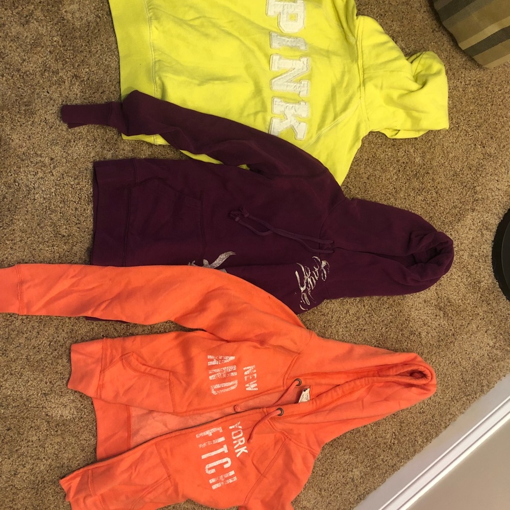 Three sweatshirts - Pink, AE, A&F